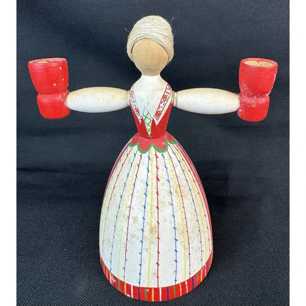 Vintage Swedish Candlestick Holder  Helmslojden Boras Sweden Hand Painted